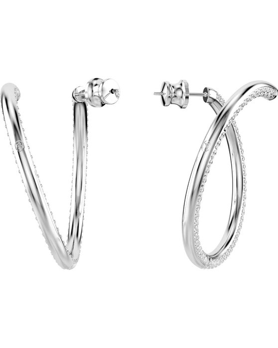 SWAROVSKI White Dextera hoop earrings round cut