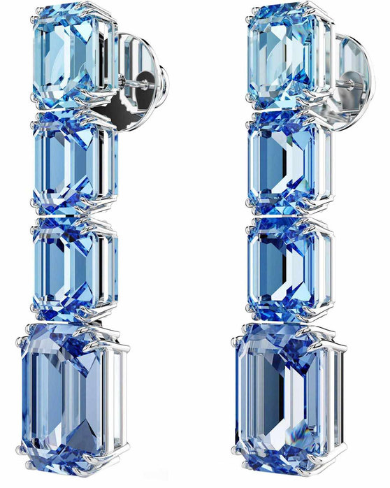 SWAROVSKI Blue Millenia drop earrings octagon cut