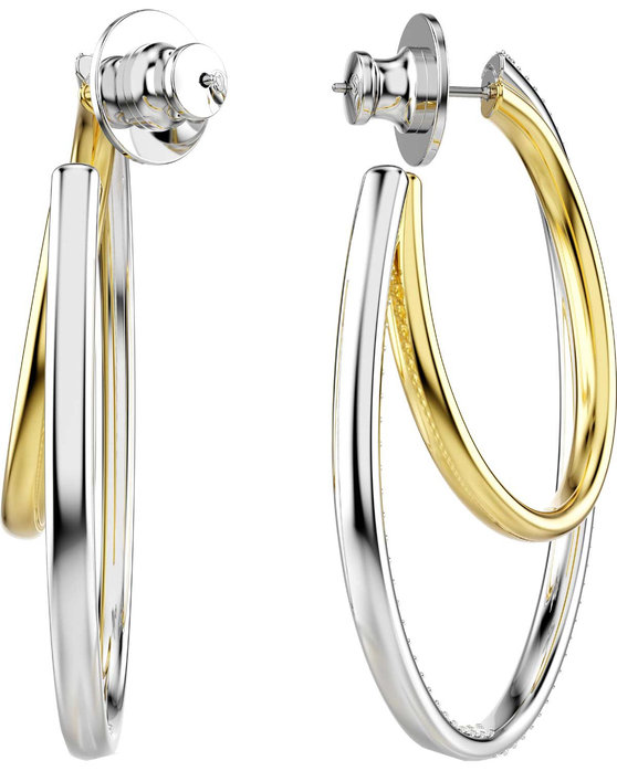 SWAROVSKI White Hyperbola hoop earrings round cut (Medium)