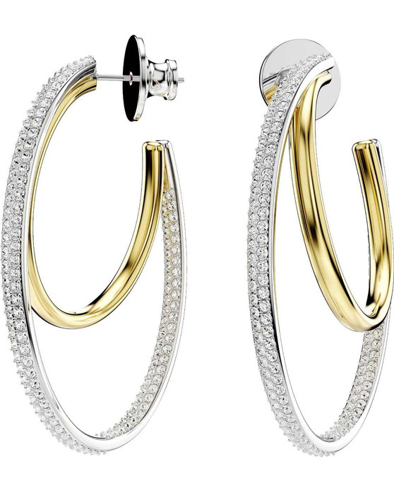 SWAROVSKI White Hyperbola hoop earrings round cut (Medium)