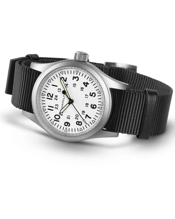 HAMILTON Khaki Field Mechanical Black Fabric Strap