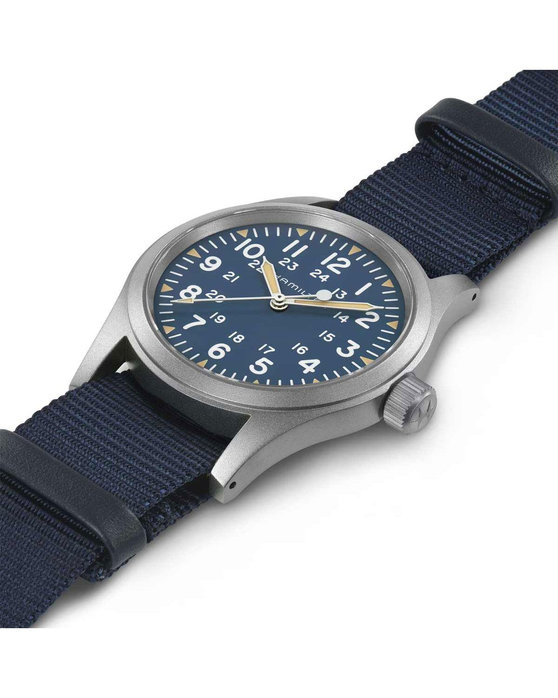 HAMILTON Khaki Field Mechanical Blue Fabric Strap