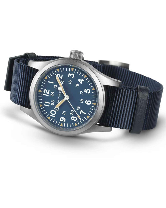 HAMILTON Khaki Field Mechanical Blue Fabric Strap