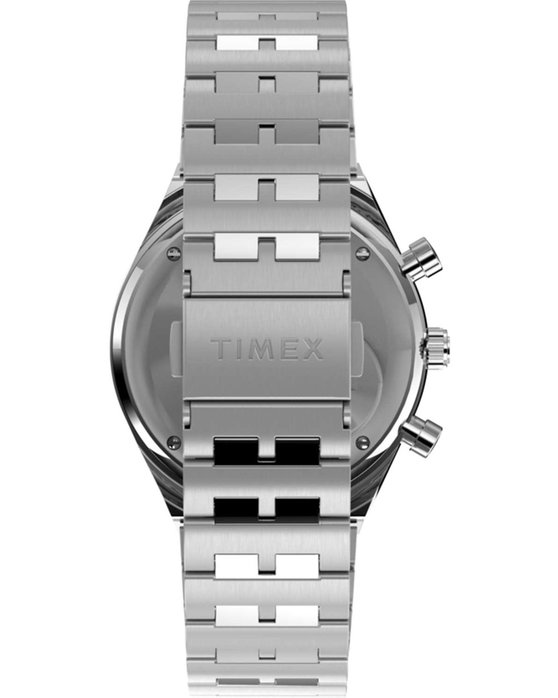 Q TIMEX Chronograph Silver Stainless Steel Bracelet