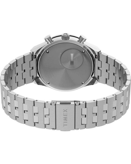 Q TIMEX Chronograph Silver Stainless Steel Bracelet