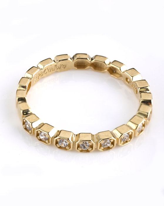 Δαχτυλίδι σειρέ FaCaD’oro από χρυσό 14Κ με ζιργκόν (No 54)