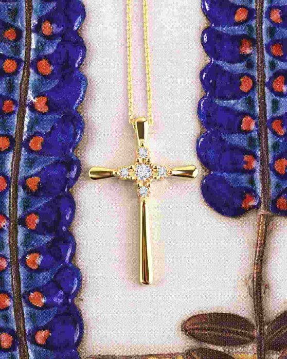 Cross 14ct Gold with Zircon FaCaDoro