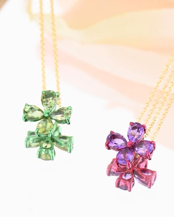 Necklace Cross shaped with Tourmaline 18ct Gold SAVVIDIS