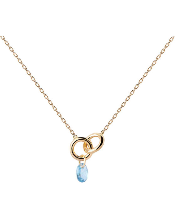 PDPAOLA Color Blue Lily 18ct Gold-Plated Sterling Silver Necklace with Zircons