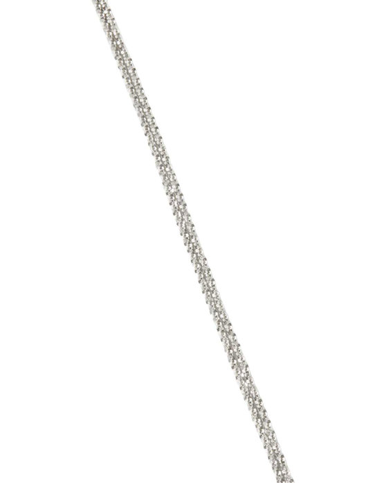 PDPAOLA Essentials Double Chain Sparkle Rhodium Plated Sterling Silver Bracelet