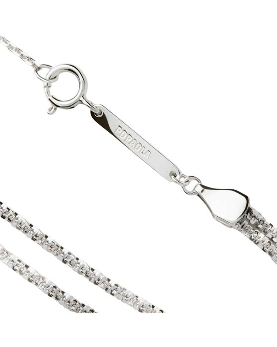 PDPAOLA Essentials Double Chain Sparkle Rhodium Plated Sterling Silver Bracelet