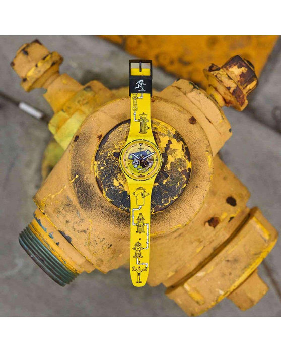 SWATCH Proteam Time With Andy Anderson Yellow Silicone Strap