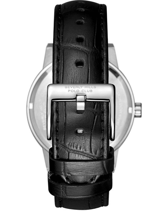 BEVERLY HILLS POLO CLUB Automatic Black Leather Strap