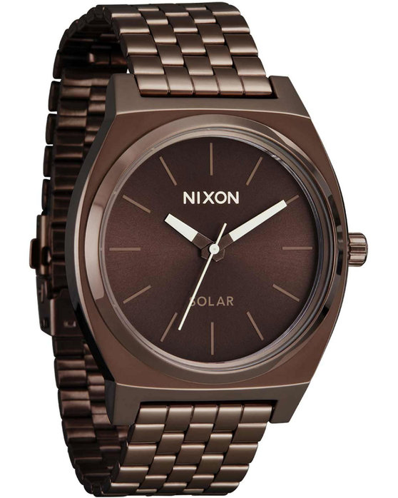 NIXON Time Teller Solar Brown Stainless Steel Bracelet