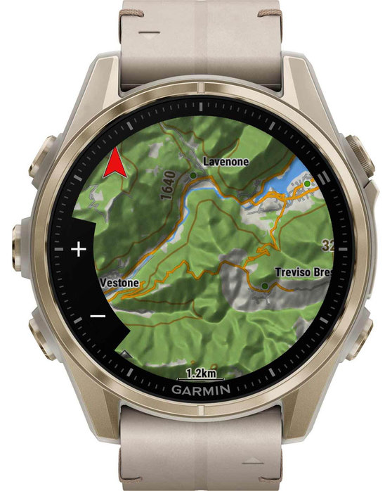 GARMIN Fenix 8 43mm AMOLED Sapphire Soft Gold with Fog Gray Leather Strap