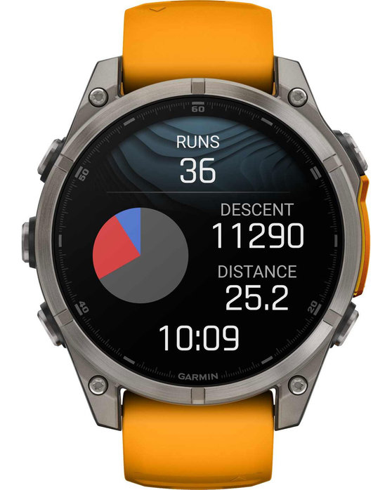 GARMIN Fenix 8 47mm AMOLED Sapphire Titanium with Spark Orange Silicone Band