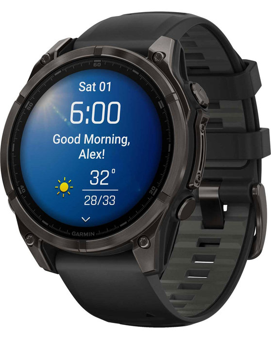 GARMIN Fenix 8 47mm AMOLED Sapphire Titanium Carbon Gray with Black Silicone Band