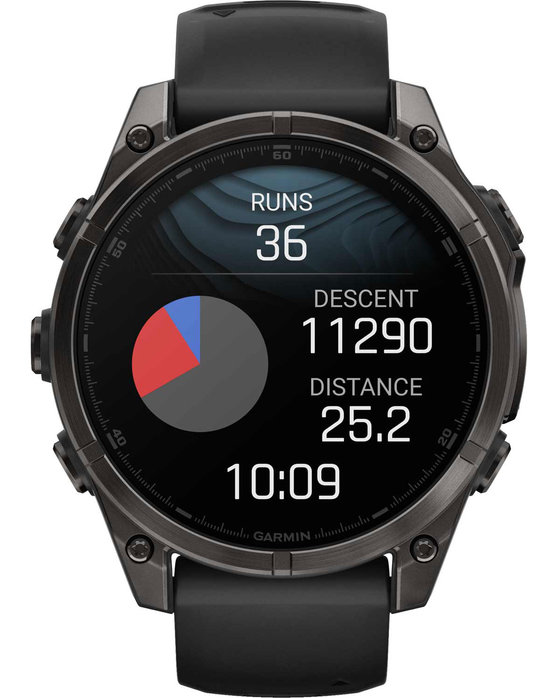 GARMIN Fenix 8 47mm AMOLED Sapphire Titanium Carbon Gray with Black Silicone Band