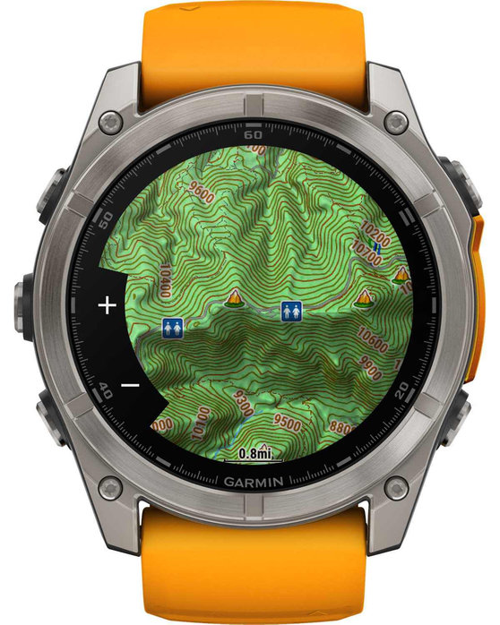 GARMIN Fenix 8 51mm AMOLED Sapphire Titanium with Spark Orange Silicone Band