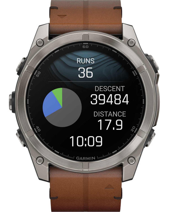 GARMIN Fenix 8 51mm AMOLED Sapphire Titanium with Chestnut Brown Leather Strap