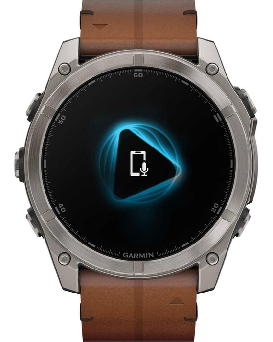 GARMIN Fenix 8 51mm AMOLED Sapphire Titanium with Chestnut Brown Leather Strap