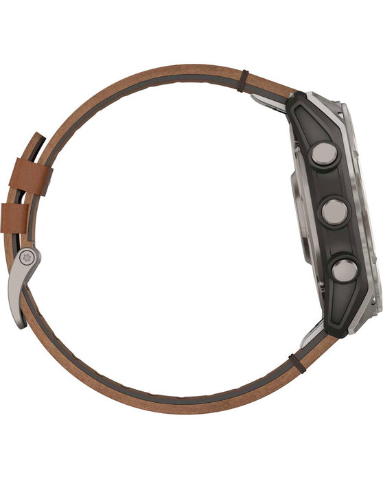 GARMIN Fenix 8 51mm AMOLED Sapphire Titanium with Chestnut Brown Leather Strap