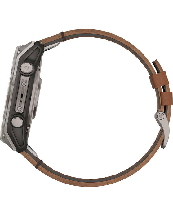 GARMIN Fenix 8 51mm AMOLED Sapphire Titanium with Chestnut Brown Leather Strap