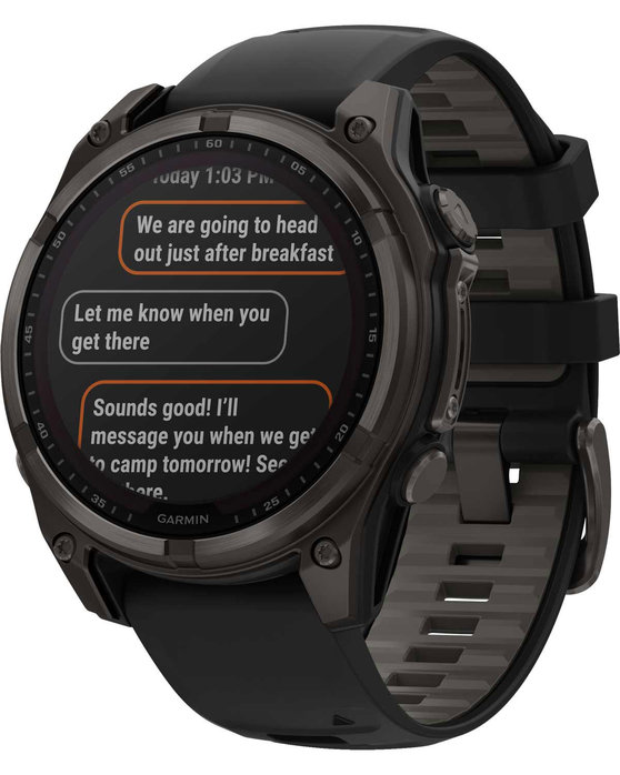 GARMIN Fenix 8 47mm Solar Sapphire Titanium Carbon Gray with Black Silicone Band