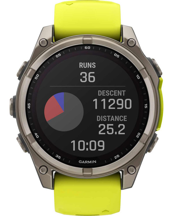 GARMIN Fenix 8 47mm Solar Sapphire Titanium with Amp Yellow Silicone Band