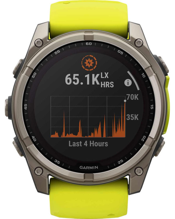 GARMIN Fenix 8 51mm Solar Sapphire Titanium with Amp Yellow Silicone Band