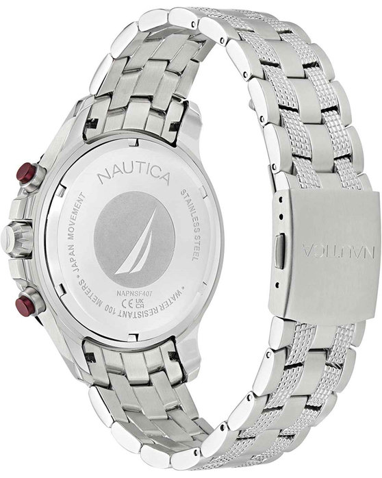 NAUTICA NST Chronograph Silver Stainless Steel Bracelet Gift Set