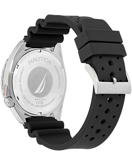 NAUTICA Vintage Solar Black Silicone Strap