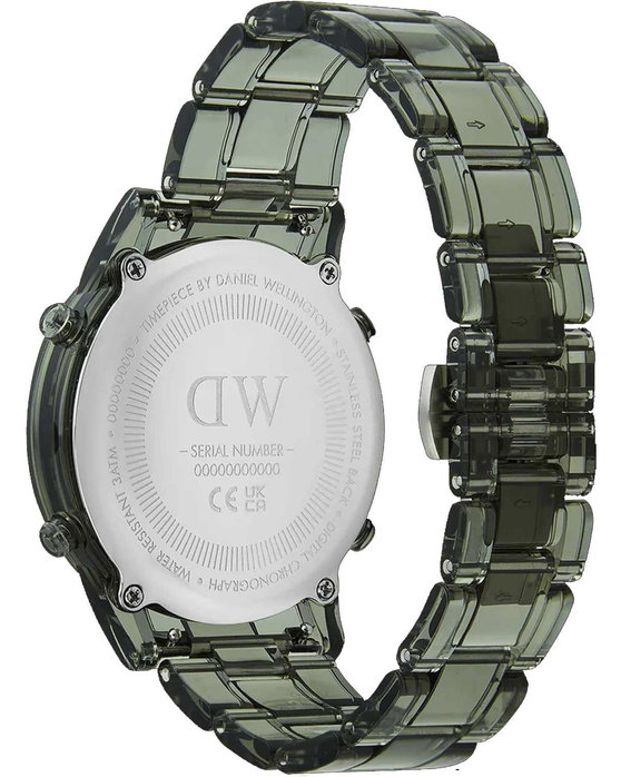 DANIEL WELLINGTON Retro Digital Dual Time Chronograph Dark Green Bio-based Plastic Strap 42 mm