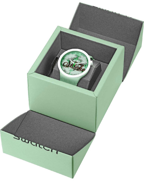 SWATCH Pufffframic Up In Smoke Light Green Silicone Strap