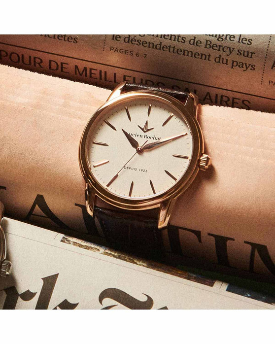 LUCIEN ROCHAT Iconic Brown Leather Strap