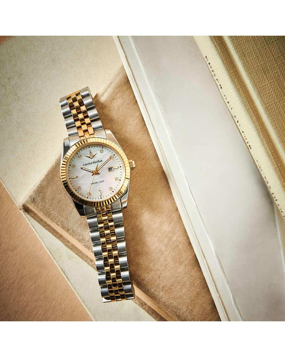 LUCIEN ROCHAT Bienne Diamonds Two Tone Stainless Steel Bracelet