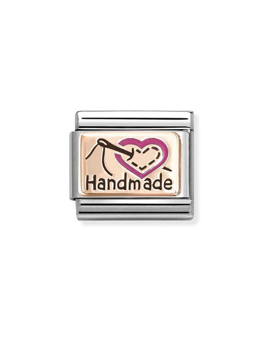 Link NOMINATION Dream Job 'Handmade' από ανοξείδωτο ατσάλι και ροζ χρυσό 9Κ με σμάλτο