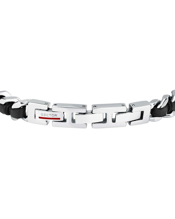 SECTOR Bandy Men's Stainless Steel and Leather Bracelet with Enamel