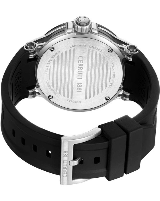 CERRUTI Velletri Dual Time Black Silicone Strap