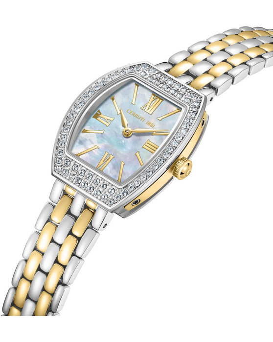 CERRUTI Calliano Crystals Two Tone Stainless Steel Bracelet