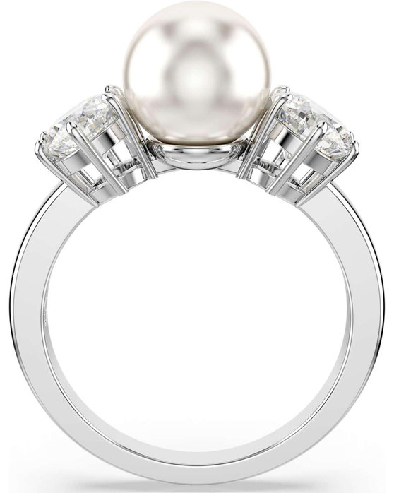 SWAROVSKI White Matrix Cocktail ring Crystal Pearl round cut (No 58)