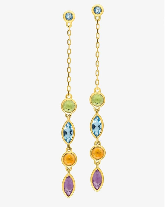 9K Gold Earrings with amethyst, citrine, peridot and blue topaz by SAVVIDIS