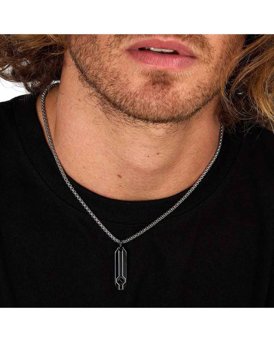 SECTOR Basic Men's Stainless Steel and Enamel Necklace