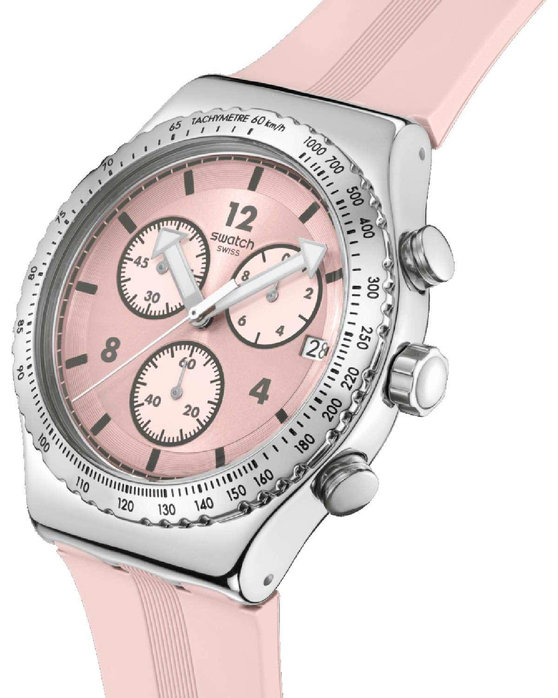 SWATCH Poppingly Chronograph Pink Silicone Strap