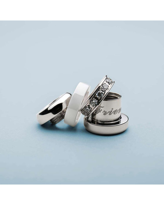 BERING Arctic Symphony 'Best Friend' Stainless Steel Charm with Zircons