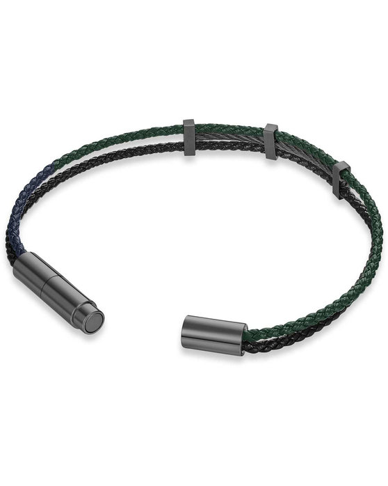 CERRUTI Vittorio Staninless Steel and Leather Bracelet