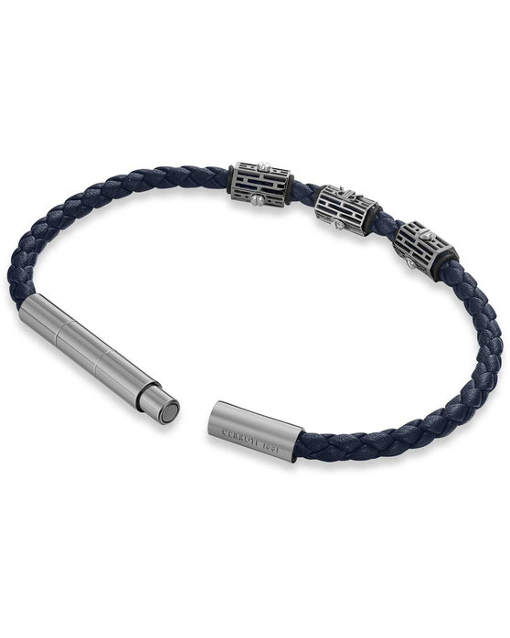 CERRUTI Adriano Staninless Steel and Leather Bracelet