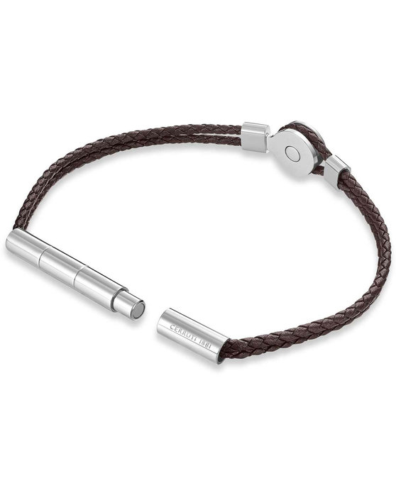 CERRUTI Vincenzo Staninless Steel and Leather Bracelet