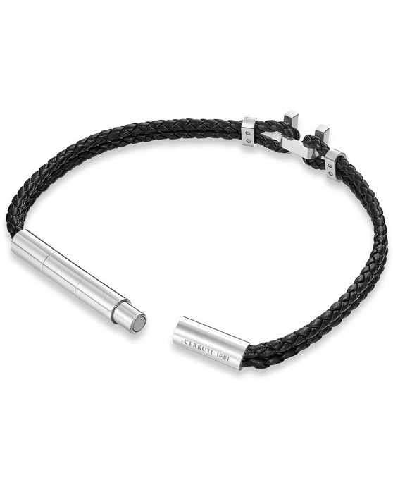 CERRUTI Ferrucio Staninless Steel and Leather Bracelet