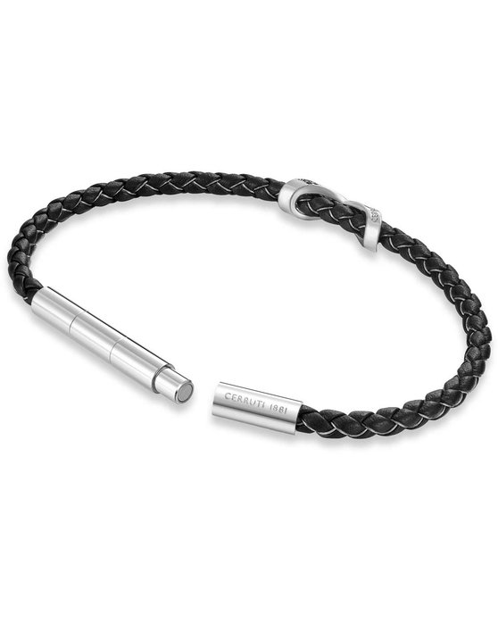 CERRUTI Franco Staninless Steel and Leather Bracelet